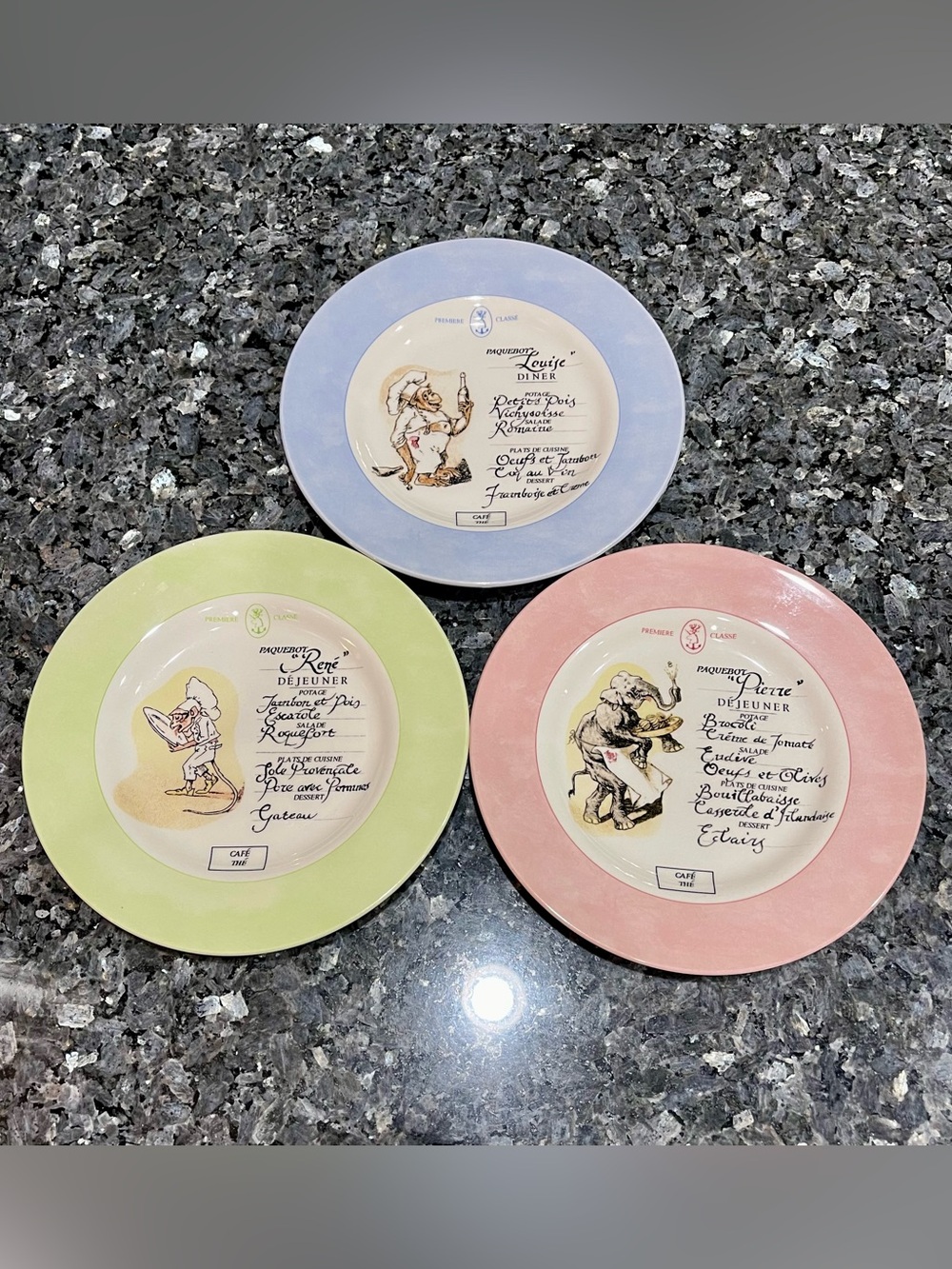 Set of 3 Royal Stafford French Bistro 8 1/4 in. Plates Vintage Porcelain